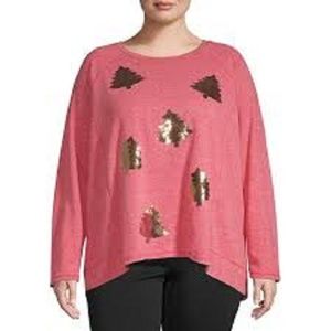 Sequin Christmas Tree Plus Women's Sweatshirt NEW